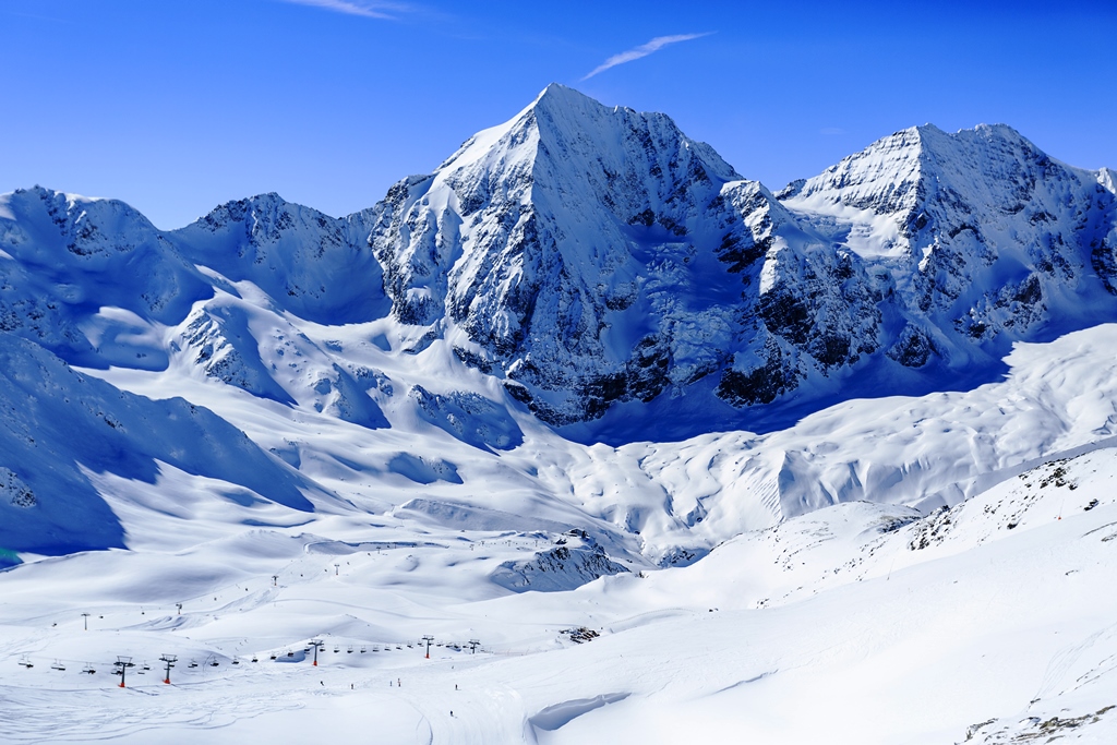 Ski run in Italian Alps