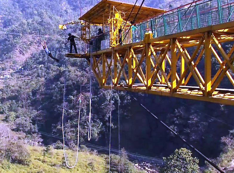 Zipline and Bungee jumping at over the Ganges