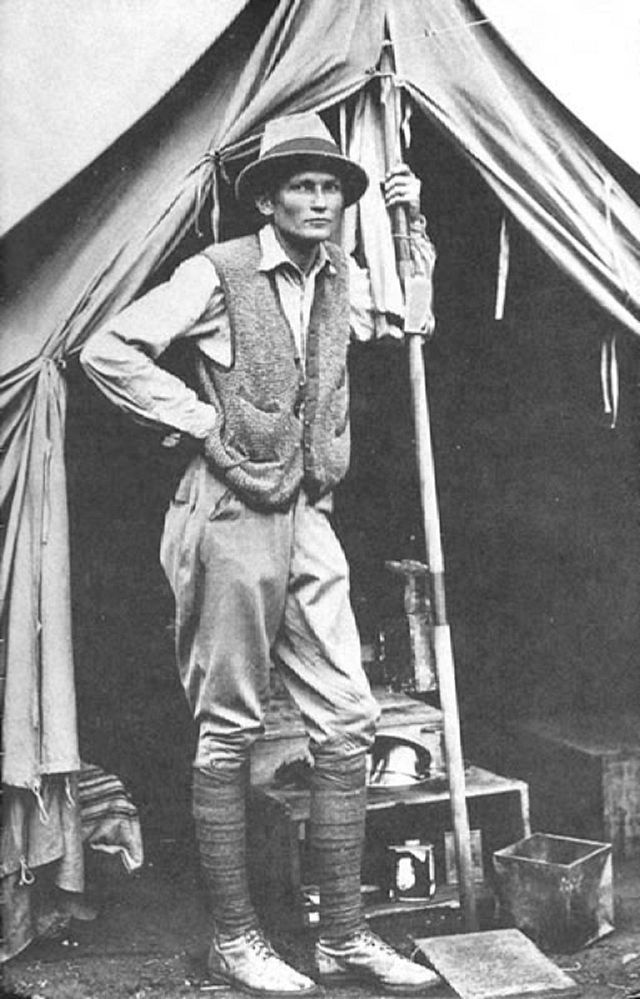 Hiram Bingham at the campsite during the expedition. Image Credits: wikipedia.org