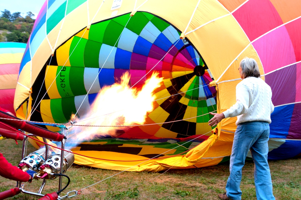 A hot air balloon being inflated!