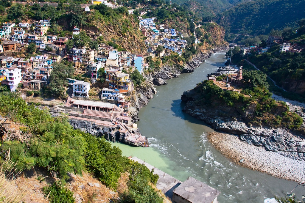 Alaknanda and Bhagirathi Rivers Confluence at Devprayag