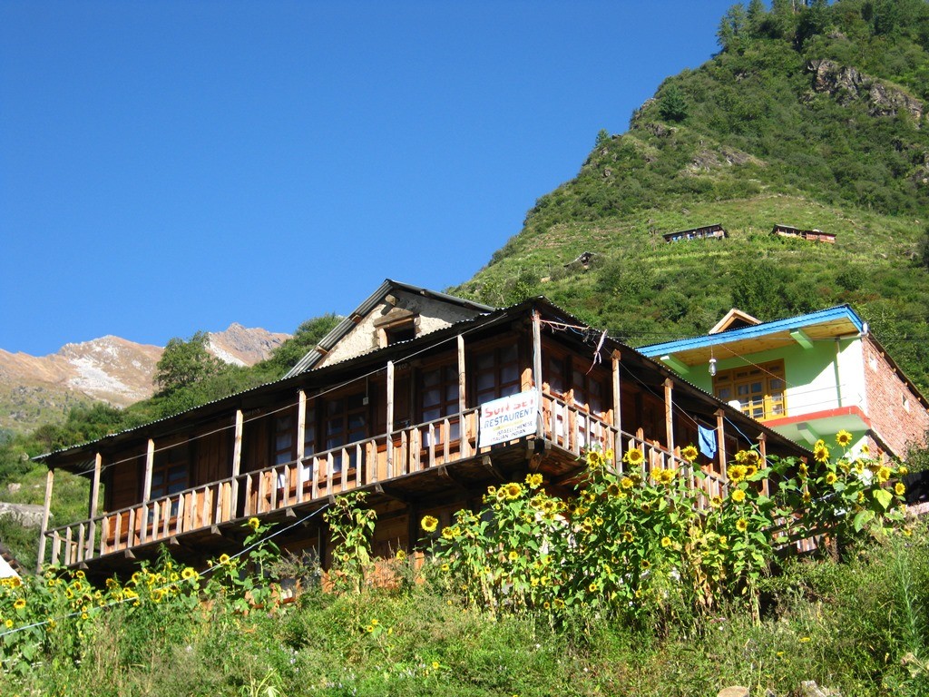 The cozy local style houses in Kasol Village in Parvati Valley