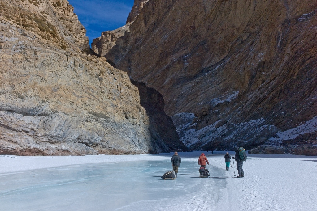 Walking on the frozen Zanskar River