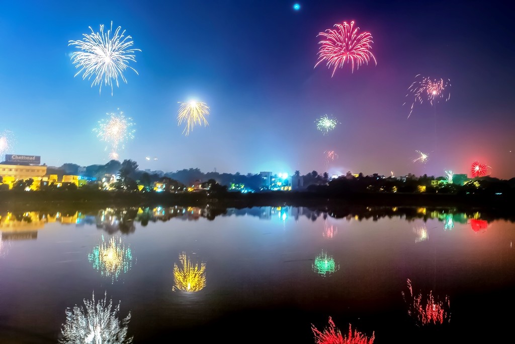 Sparkling sky on Diwali night