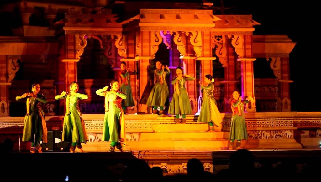 Kathak dancers performing at the Khajuraho Dance Festival