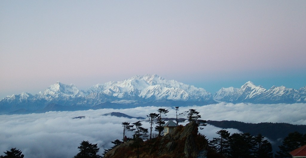 Sleeping Buddha or Kanchenjunga Massif, as seen from Sandakphu Trek