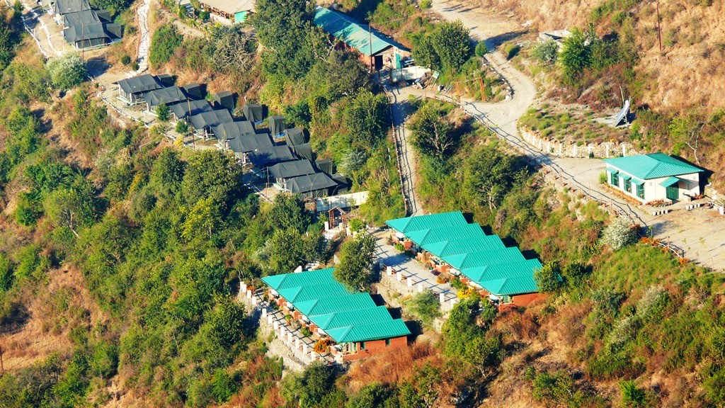 Aerial view of the campsite at Viratkhai