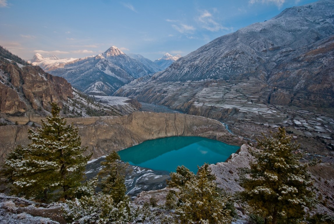 Lake Gangapurna (3500 m) is one of the most amazing places. Just half hour away from Manang, you can reach the lake on the 5th day of Annapurna Circuit trek.