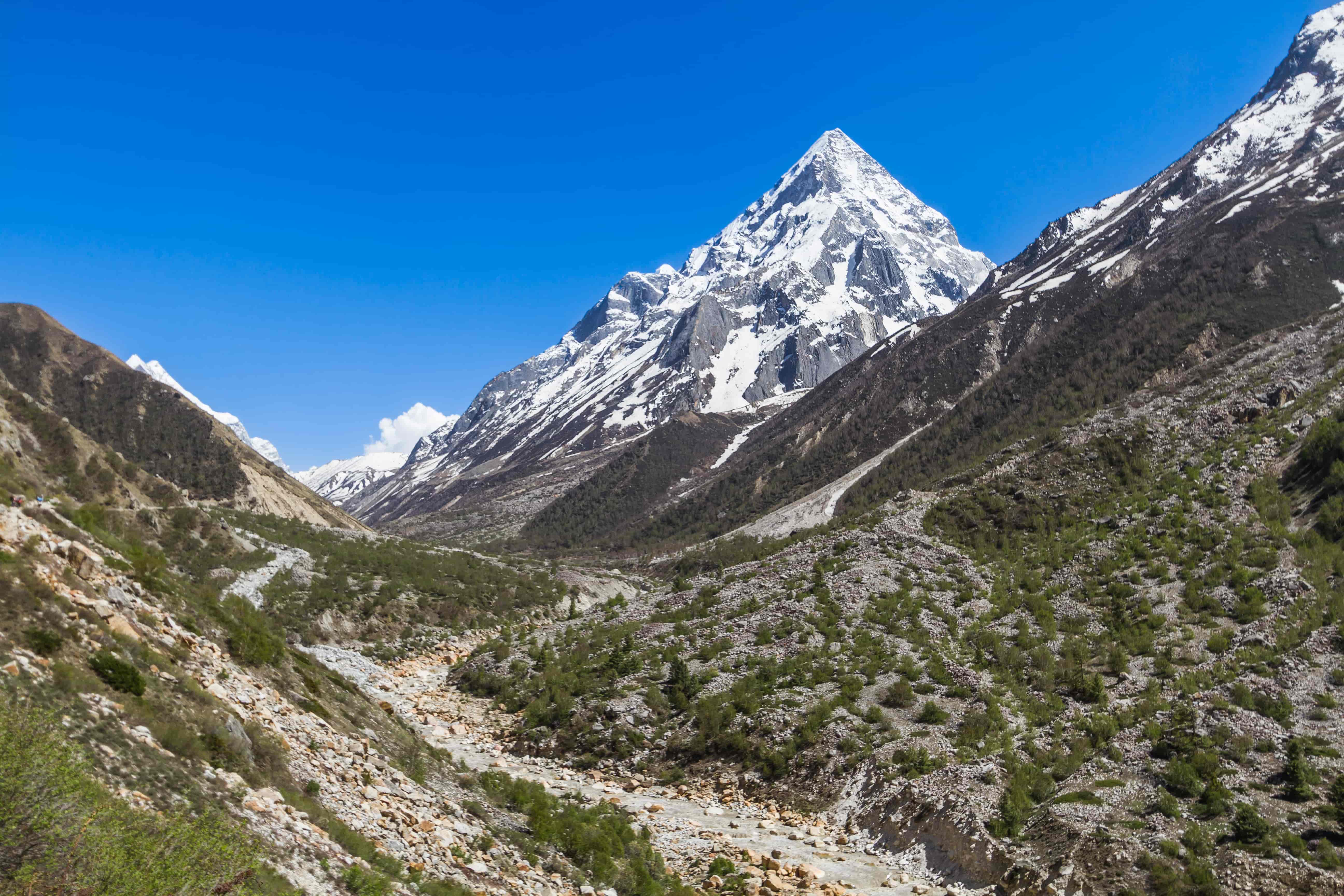 Gangotri, on the banks of Bhagirathi and the origin on Ganga