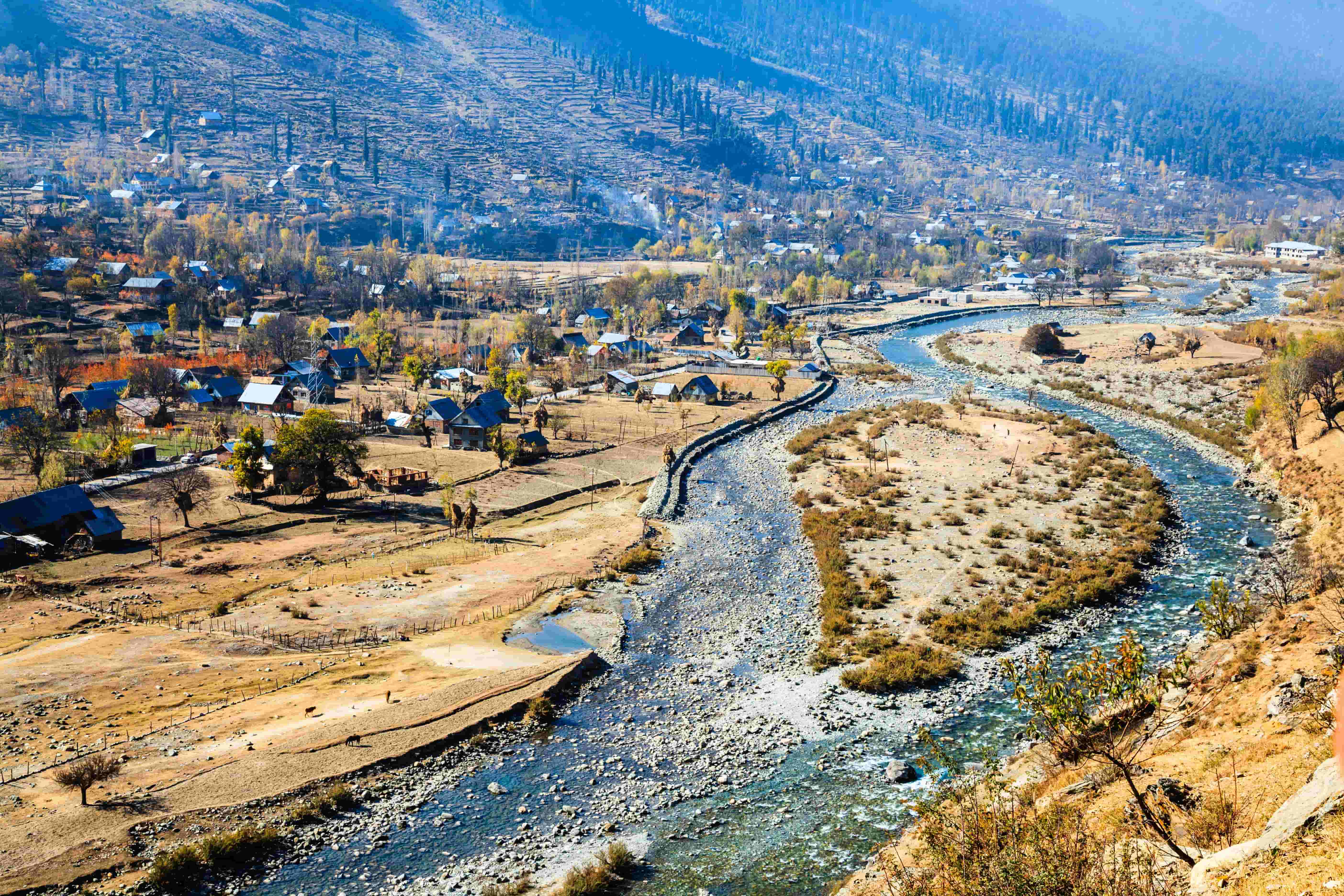 High-angle shot of Sonmarg village